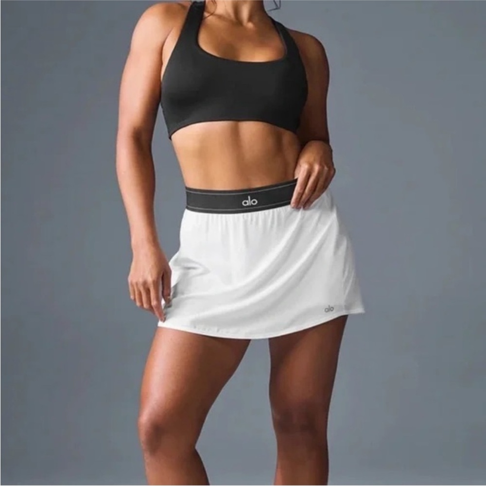 Alo Yoga Match Point Tennis Skirt White Small